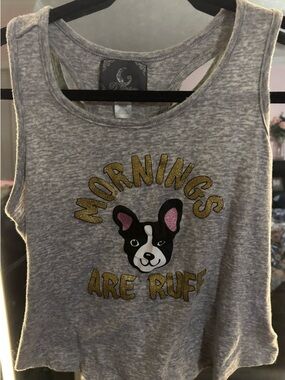 Pj Couture Gray 'Mornings Are Ruff' Dog Graphic Tank Top and Pants Set